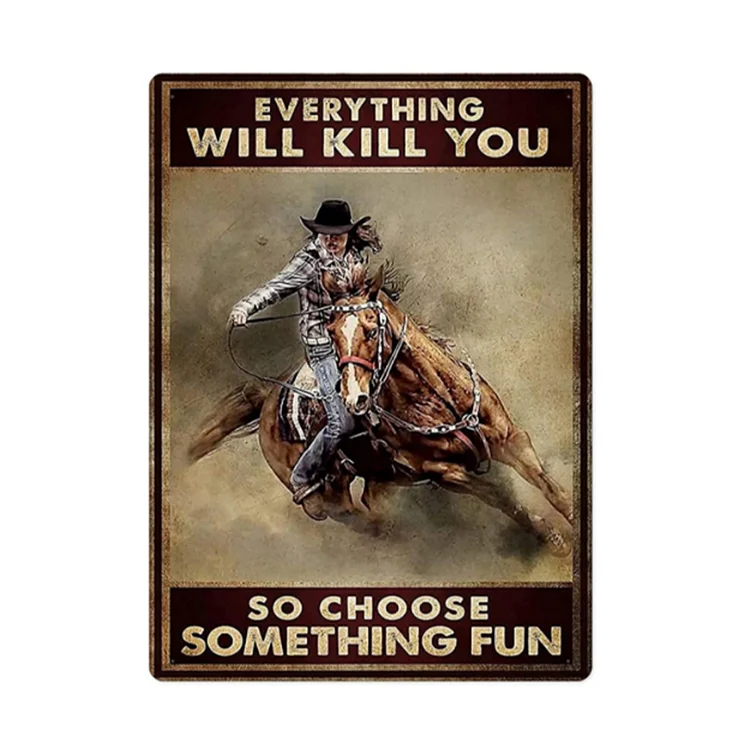 Cowboy - enseigne vintage en étain - 7.9x11.8 & 11.8x15.7inch