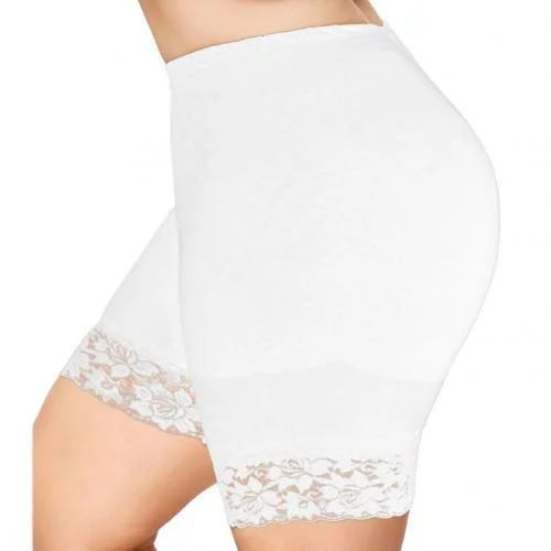 Plus Size Safety Short Pants Women Solid Color Lace Trim High Waist Safety Shorts Pants Women's Underwear Safety Pants Shorts