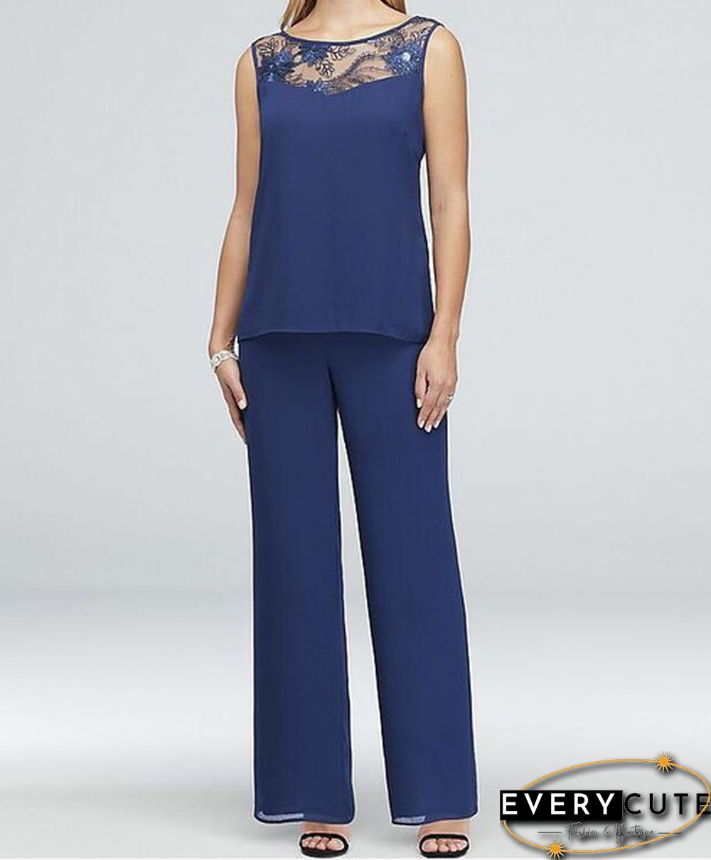 Women Chiffon Top Mother Of Bride Dress Georgette Three-Piece Pantsuit Office Formal Dress Plus Size 5Xl