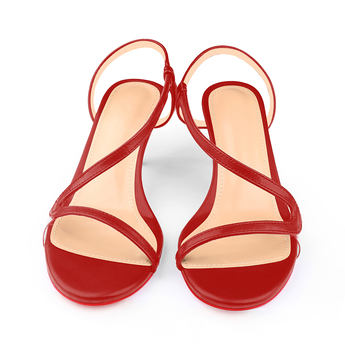 65mm Women's Matte Red Bottom Sandals Spotlight Wavy Straps Sandals-MERUMOTE