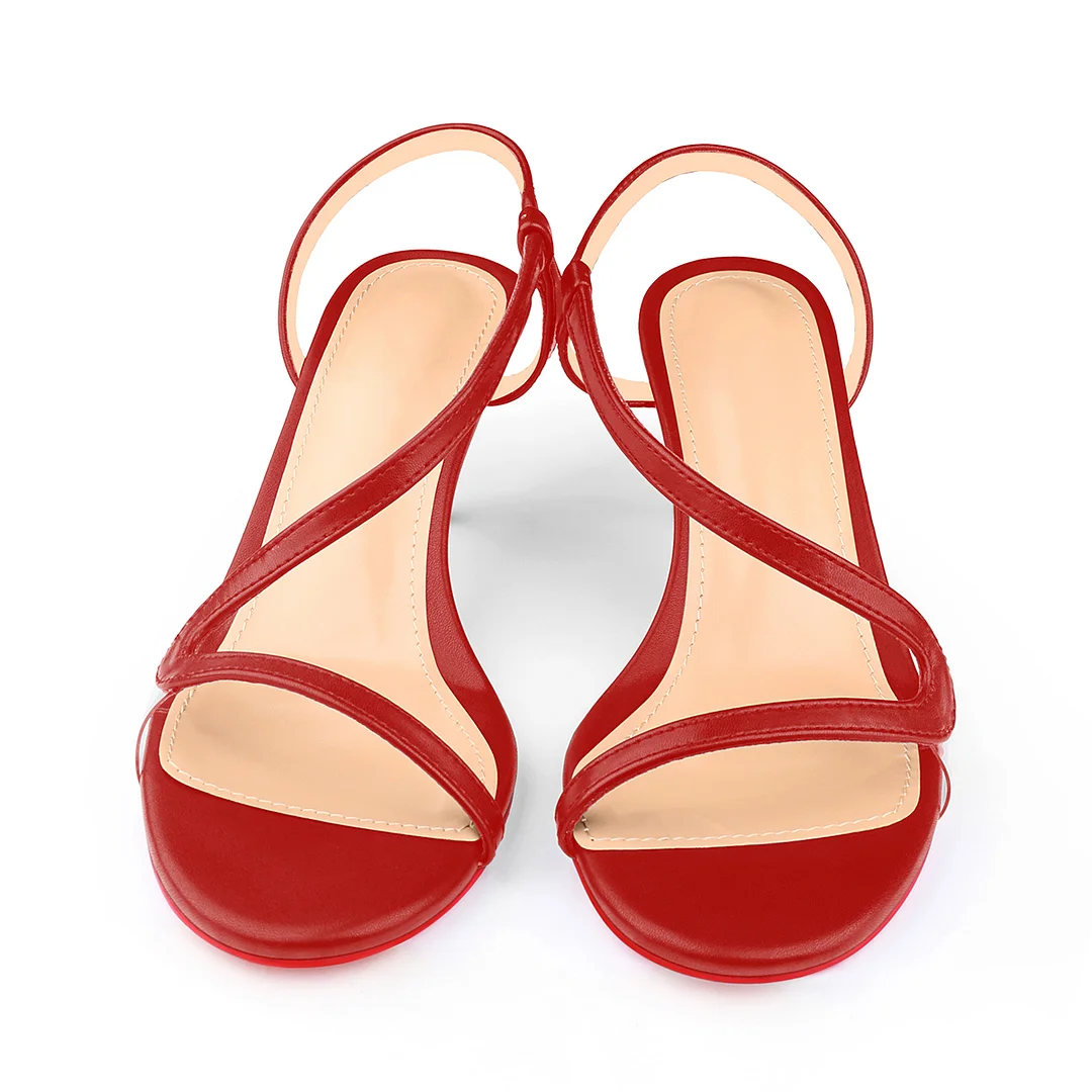 65mm Women's Matte Red Bottom Sandals Spotlight Wavy Straps Sandals-MERUMOTE