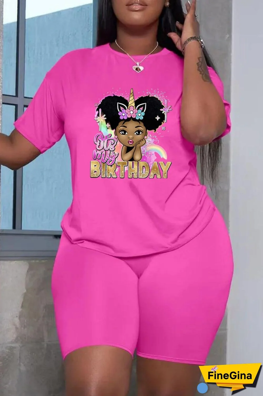 White Black Casual Print Basic O Neck Short Sleeve Two Pieces