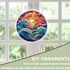 (18.5cm)DIY Acrylic Jigsaw Puzzle Window Hanging with Hanging Chain DIY Stained Glass Decoration Round Window Puzzle Decor for DIY Craft Project (Stained Glass Sea Wave)