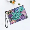 Diamond Painting Succulents Single Side PU Cosmetic Bag Ladies Clutch