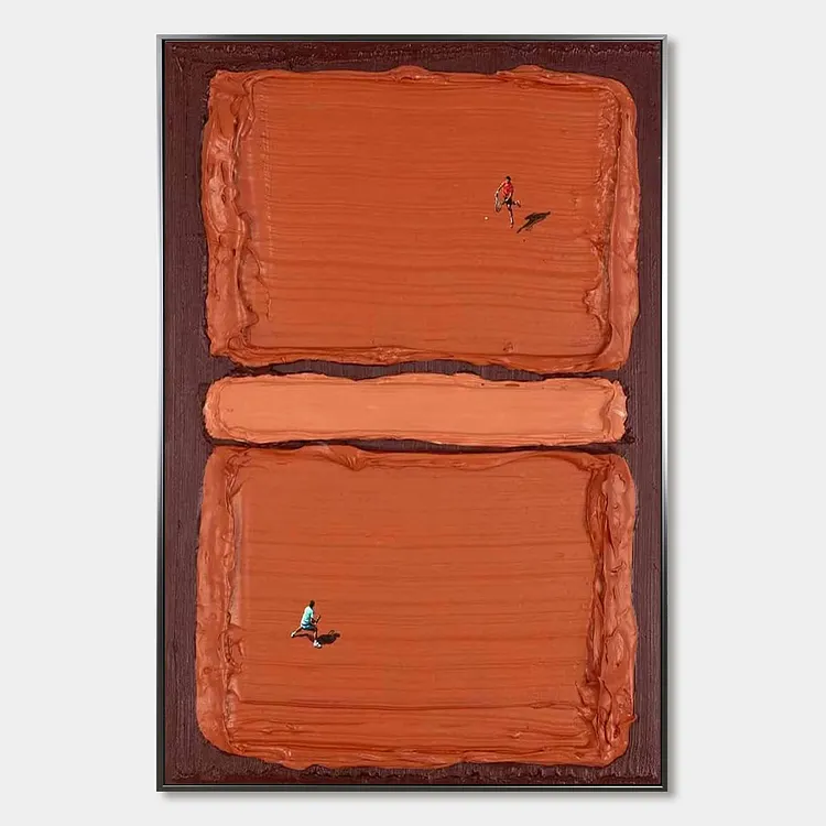 CLAY COURT Textured Minimalist Tennis Match Oil Painting（Canvas painting）