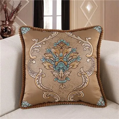 European Luxury Cushion Cover Floral Embroidered Pillow Case Home Decor Cushions For Sofa Living Room 50*50cm Throw Pillow Cover