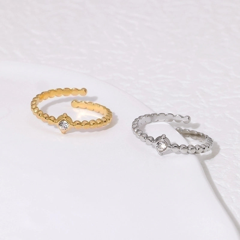 Casual Minimalist Geometric 304 Stainless Steel Hollow Out Inlay Open Rings