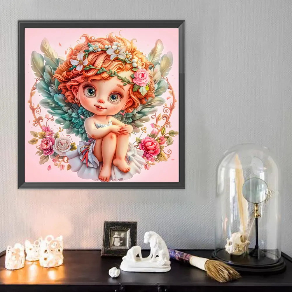 Full Round Diamond Painting 40*40cm - Flowers And Grass Peace Angel Girl