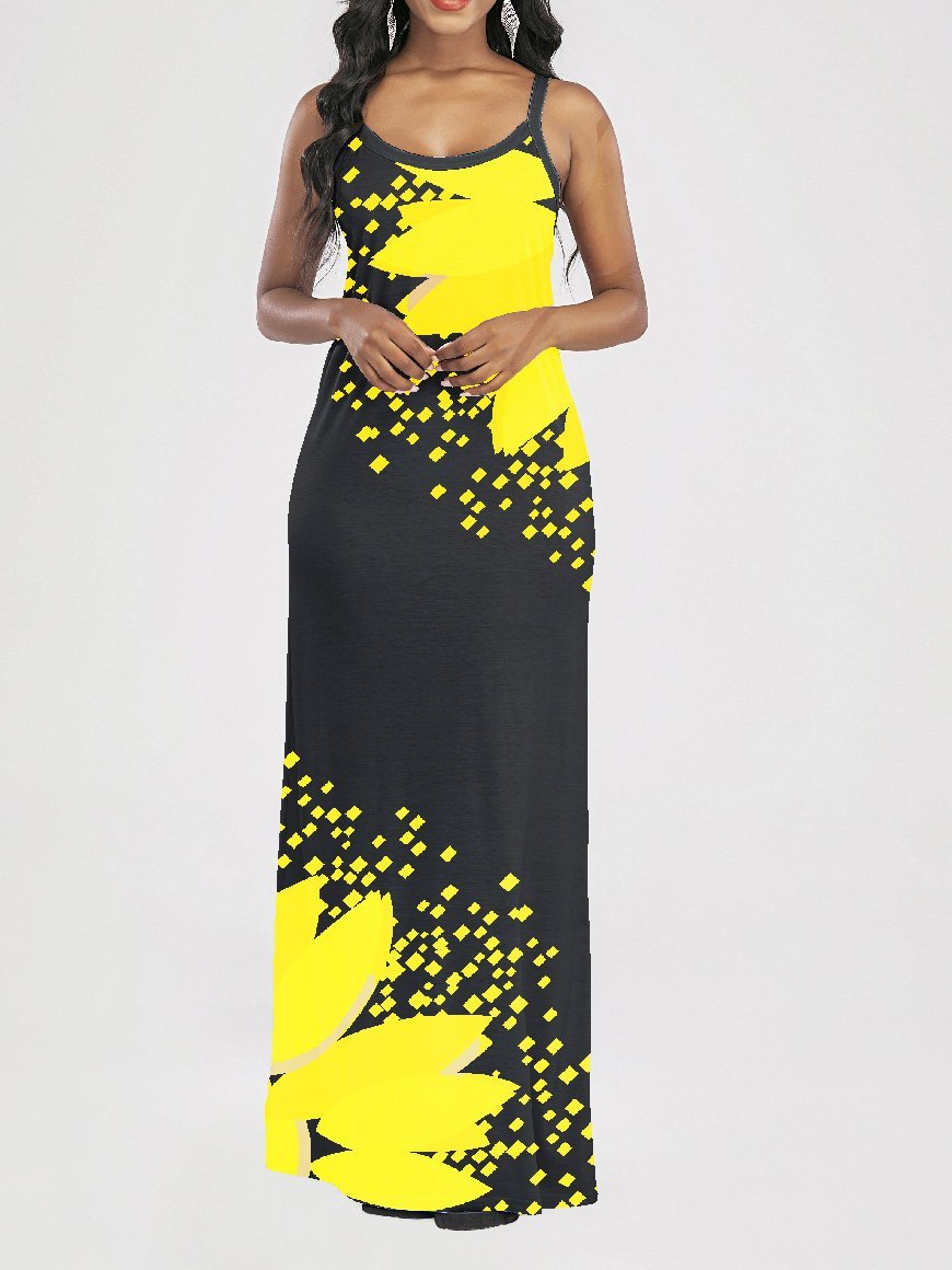 Women Half Sleeve V-neck Solid Color Dress