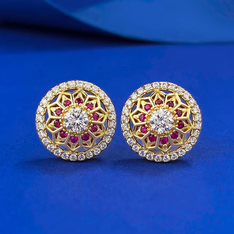 MIKAMU Gold-Plated Blooming Wealth Chinese-Style Stud Earrings