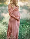 Maternity Ruffle Off Shoulder Boho Maxi Dress