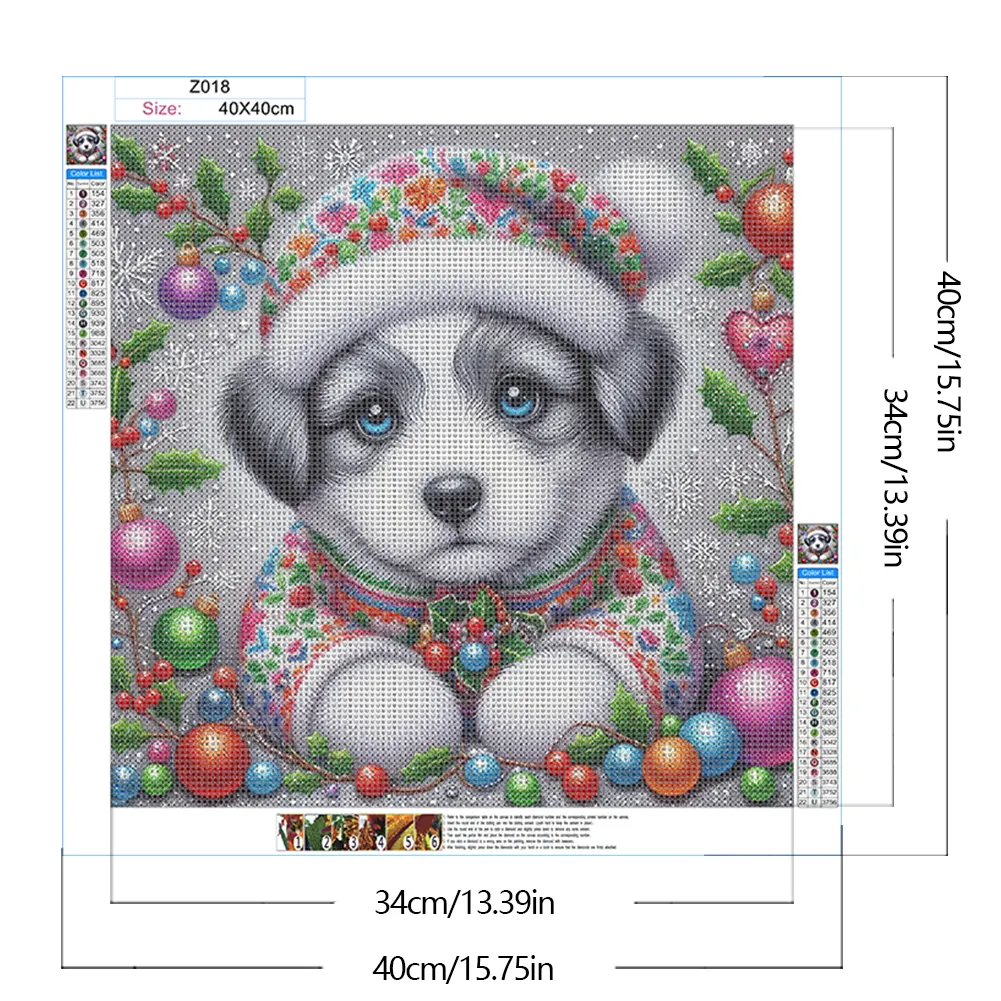 Diamond Painting - Full Round Drill - Christmas Dog(Canvas|40*40cm)