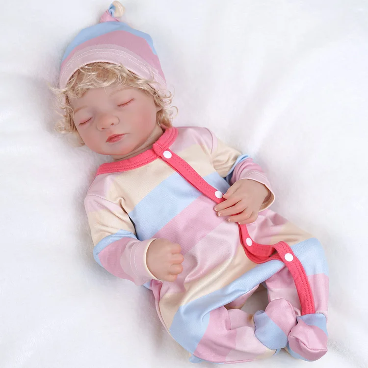Babeside 17" Realistic Reborn Infant Chubby Cheek Face Baby Doll Girl Aurora with Washable Body for Pleased Bathing