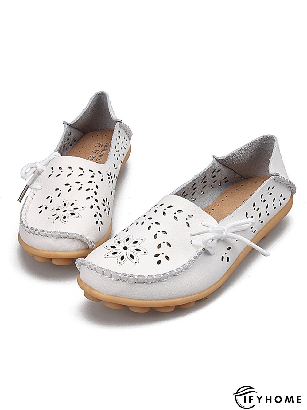 Cowhide Hollow Lace-up Portable Shoes | IFYHOME