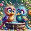Großäugiger Vogel - Rundbohrer Diamantmalerei - 40*40cm