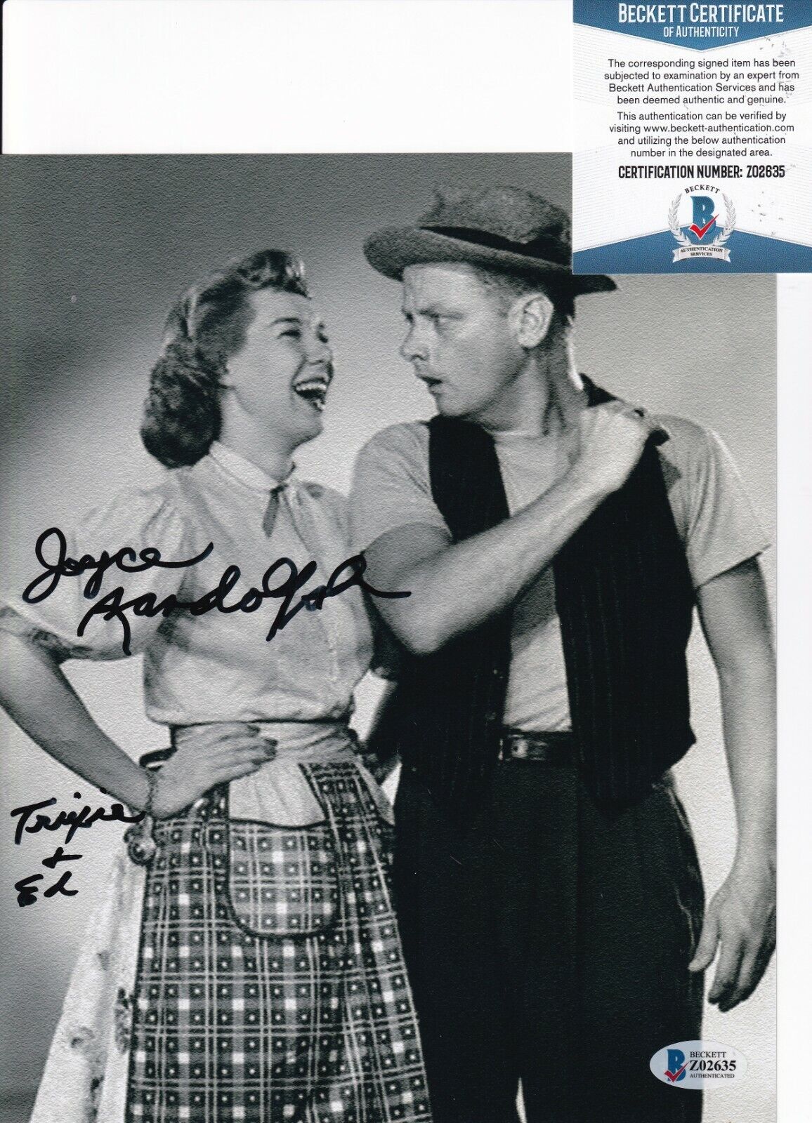 JOYCE RANDOLPH signed (THE HONEYMOONERS) Trixie 8X10 Photo Poster painting BECKETT BAS Z02635