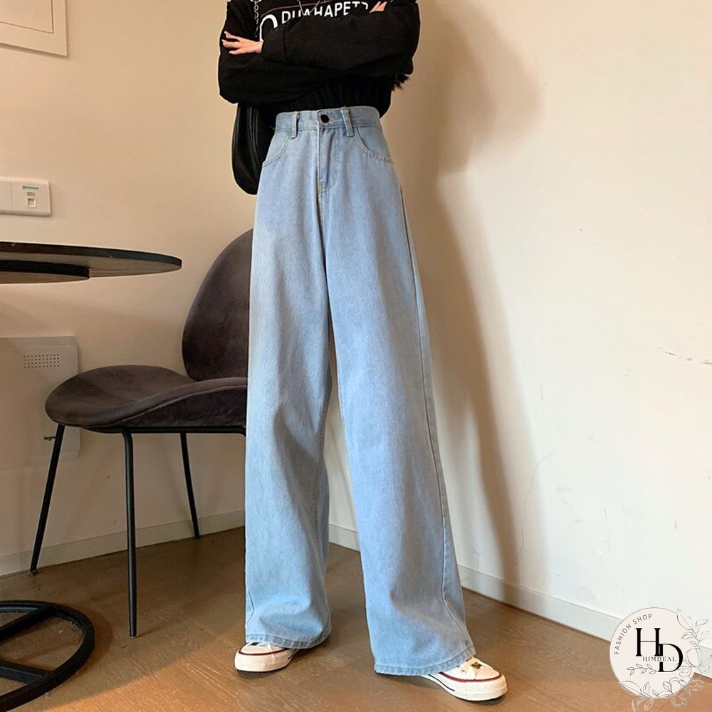 High waist blue jeans vintage streetwear quality fashion