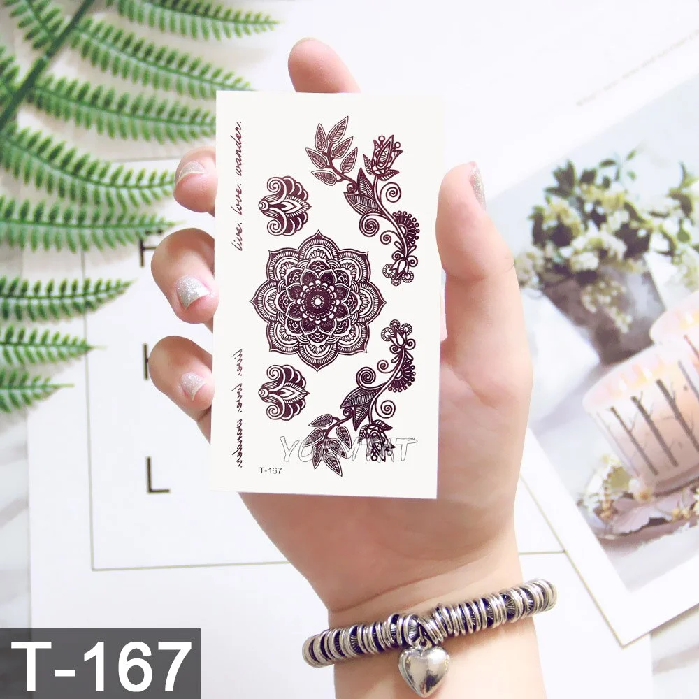 Sdrawing Temporary Tattoo Sticker Lotus Colorful Feather Leaves Butterfly Flash Tatoo Female 3D Body Art Child Fake Tatto Male