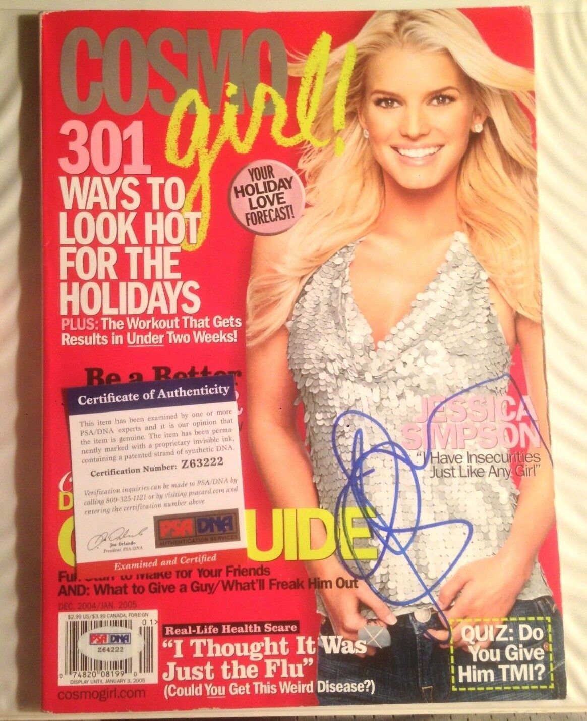 Jessica Simpson SIGNED COSMO MAGAZINE PSA COA Actress Sex Symbol