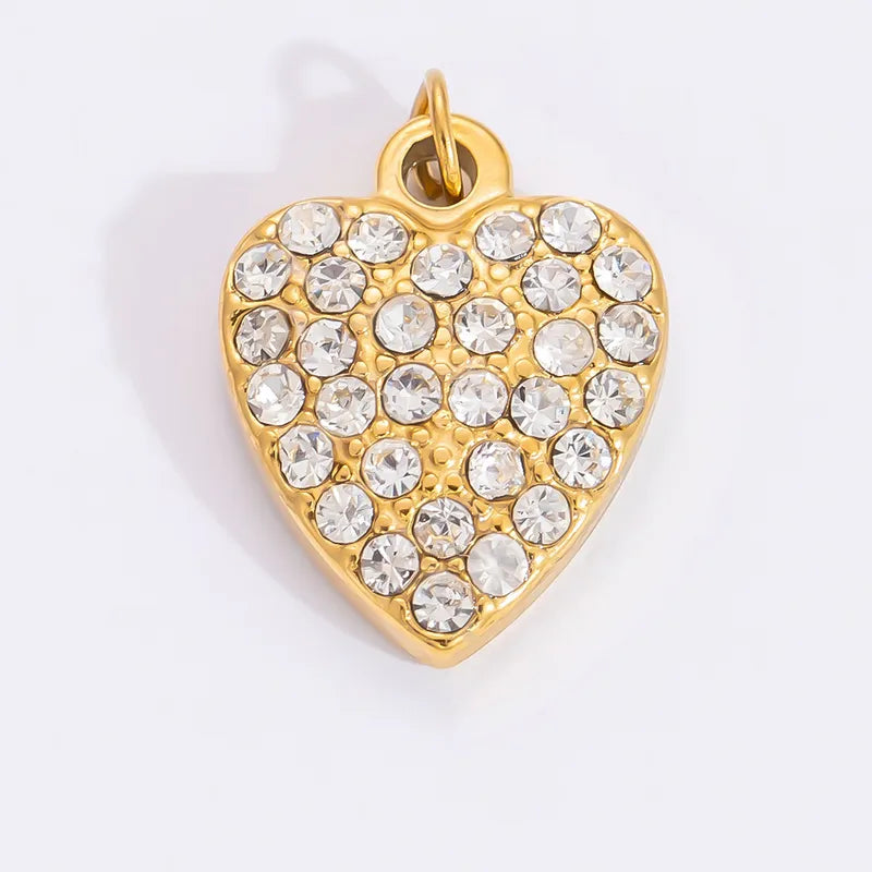 1 Piece 11.34*11.08mm 24.65*13.62mm 4.29*24.15mm 304 Stainless Steel Zircon 18K Gold Plated Tree Heart Shape Candy Jewelry Accessories Pendant