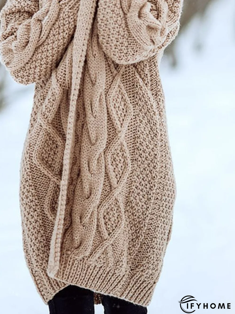 Plain Yarn/Wool Yarn Hoodie Jacquard Texture Sweater Hoodie Coat | IFYHOME