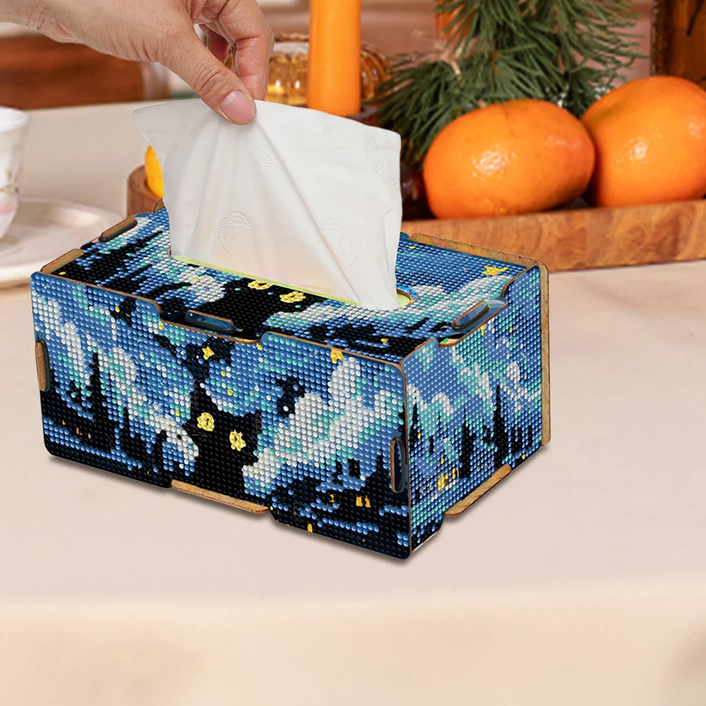 Kitten 5D DIY Diamond Painting Handmade Tissue Holder Wooden Tissue Box Craft