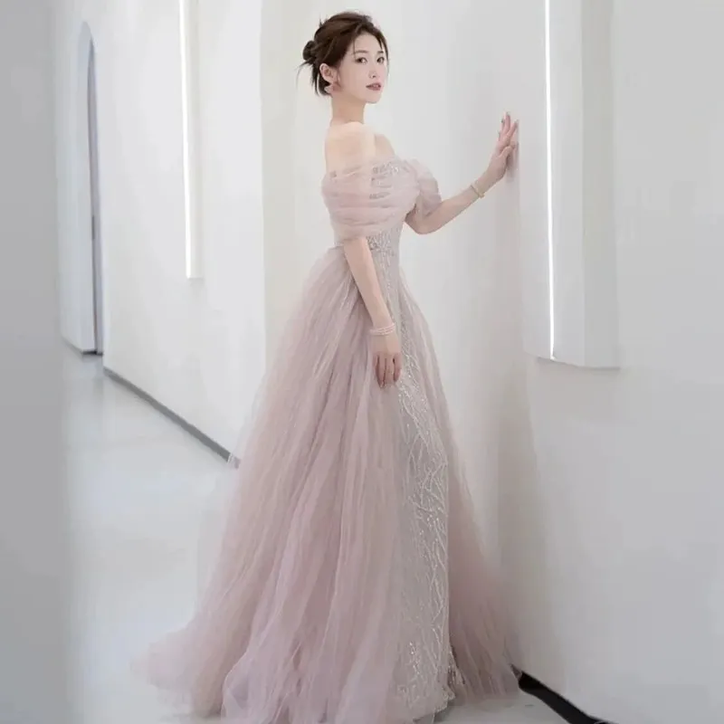 Brownm Engagement Dress Can Usually Wear Spring Wedding Toasting Bridal Small French Evening Dress High-End Shoulder