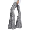 Women's Sequin Flared Pants Glitter High Waist Wide Leg Pants