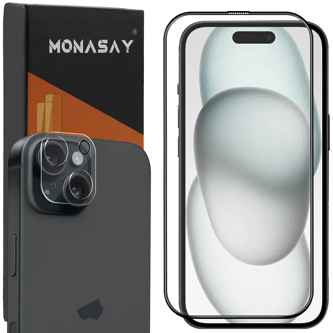 MONASAY Glass Screen Protector Fit for iPhone 15 6.1 inch