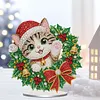 Xmas Wreath Kitten Special Shaped 2D Flat DIY Diamond Painting Ornament