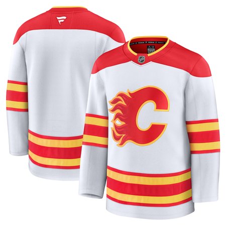 Men's Calgary Flames  White Away Premium Jersey