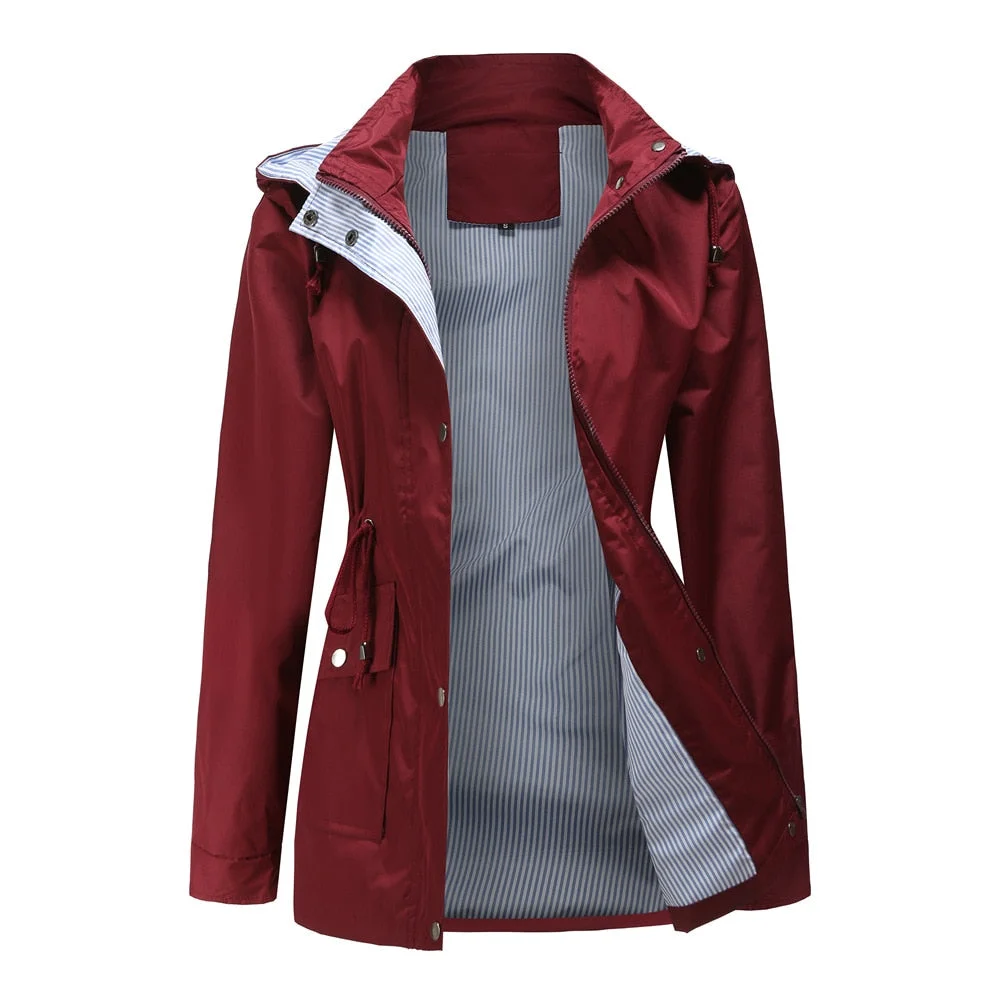 Autumn Trench Coat For Women 2021 New Long Sleeve  Casual Plus Size Overcoat Jacket Female Outwear Fashion Hooded Windbreaker