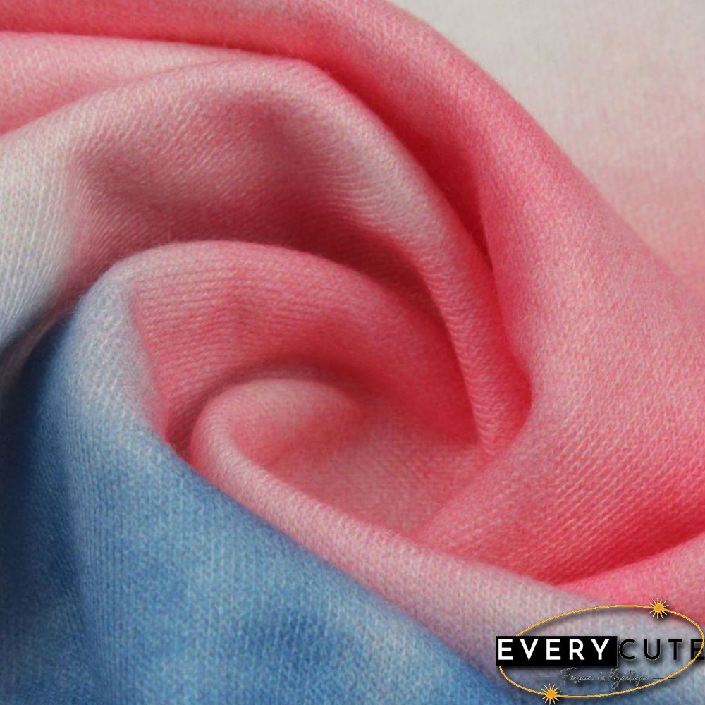 Pink Color Block Tie Dye Long Sleeve Sweatshirt