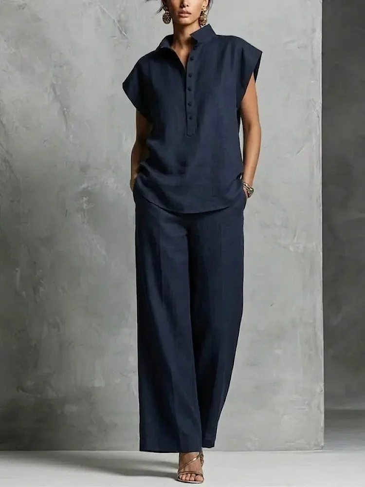 Women's Simple And Comfortable Cotton-linen Set