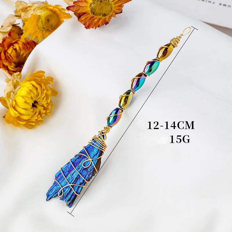 Natural Electroplated Colorful Black Tourmaline Broom Handwoven Pendant Accessories