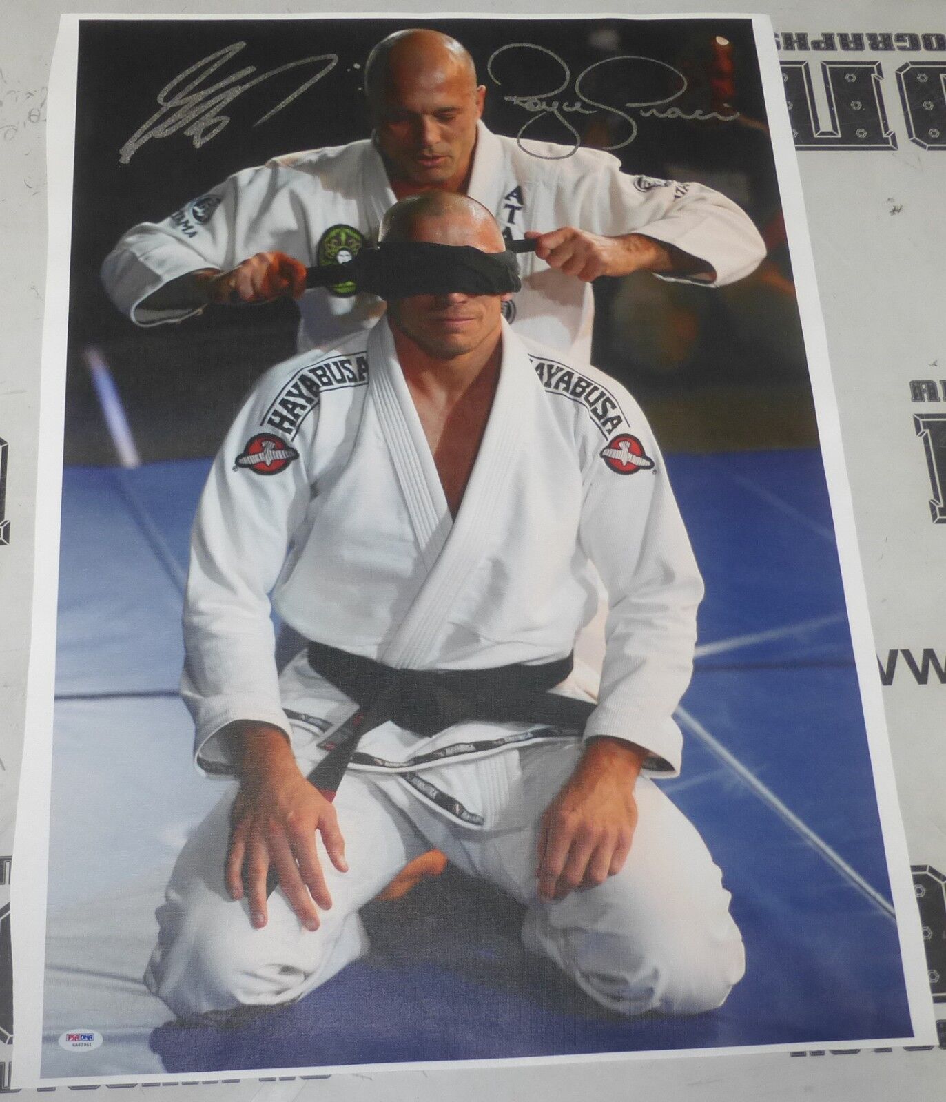 Georges St-Pierre & Royce Gracie Signed UFC 20x30 Canvas Photo Poster painting PSA/DNA COA Auto