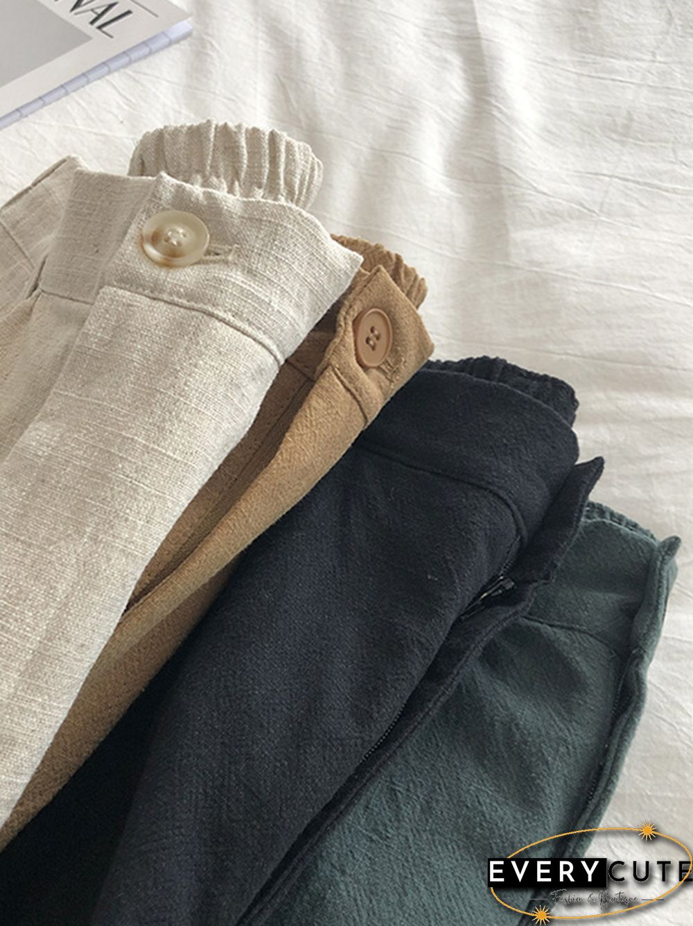 Loose Wide Leg Elasticity Pleated Solid Color Shorts