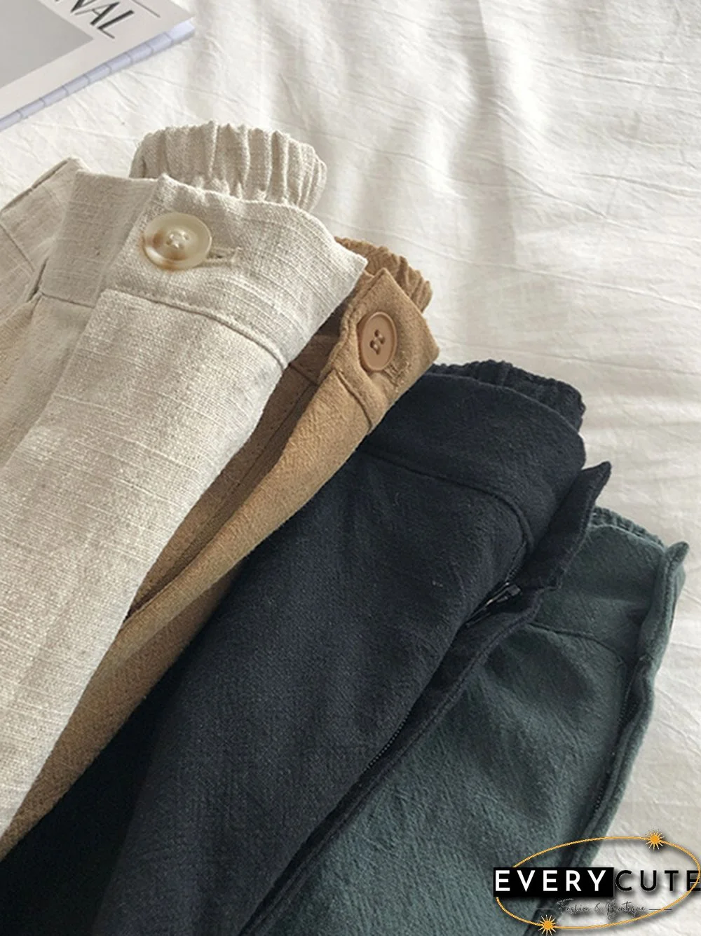 Loose Wide Leg Elasticity Pleated Solid Color Shorts