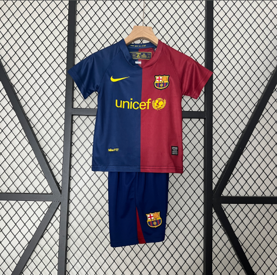 Retro 08/09 Barcelona Home Kids Kit Football Jersey Thai Quality