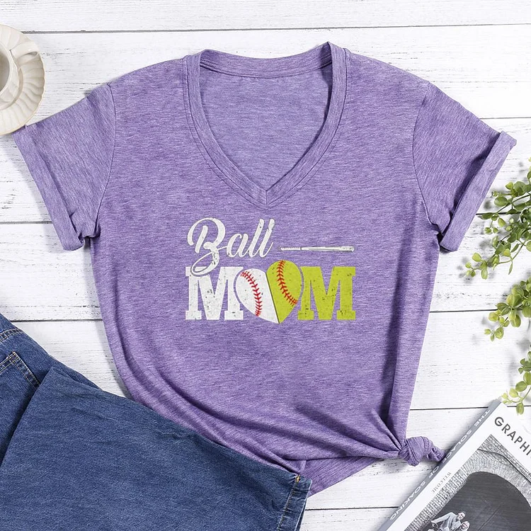 Ball moml V-neck T Shirt-Annaletters