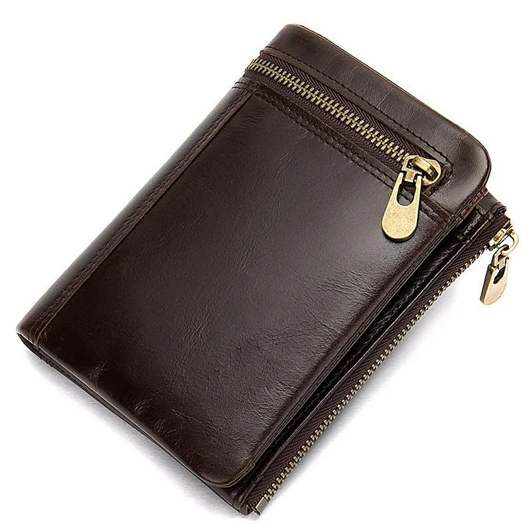 Fashion Leather Zipper Solid Color Buckle Wallet