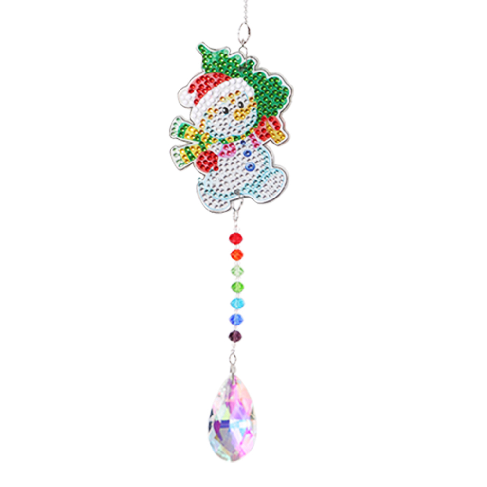Crystal Diamond Angel Tears Catching Light Hanging Wind Decor(Christmas Snowman)