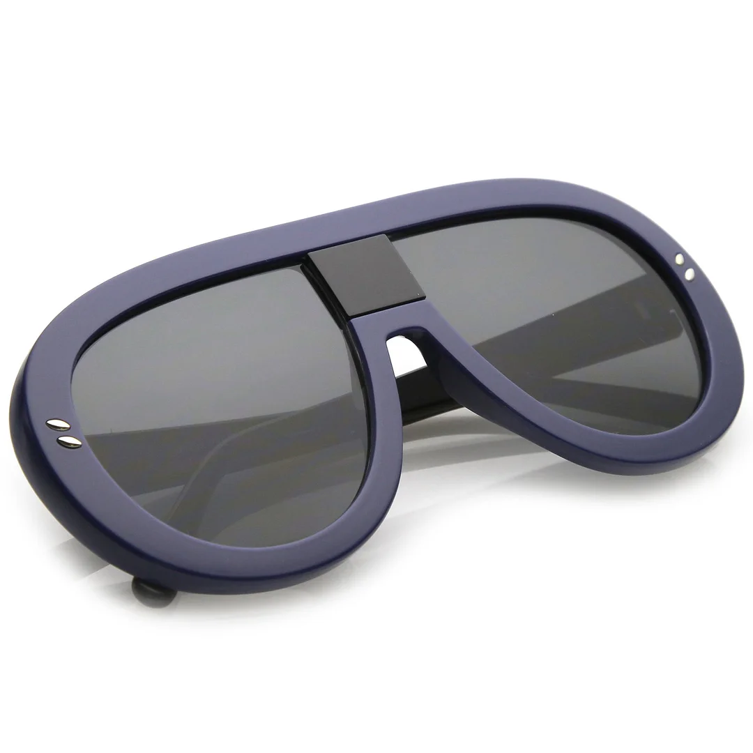 Oversize Chunky Teardrop Shape Flat Lens Aviator glasses 58mm