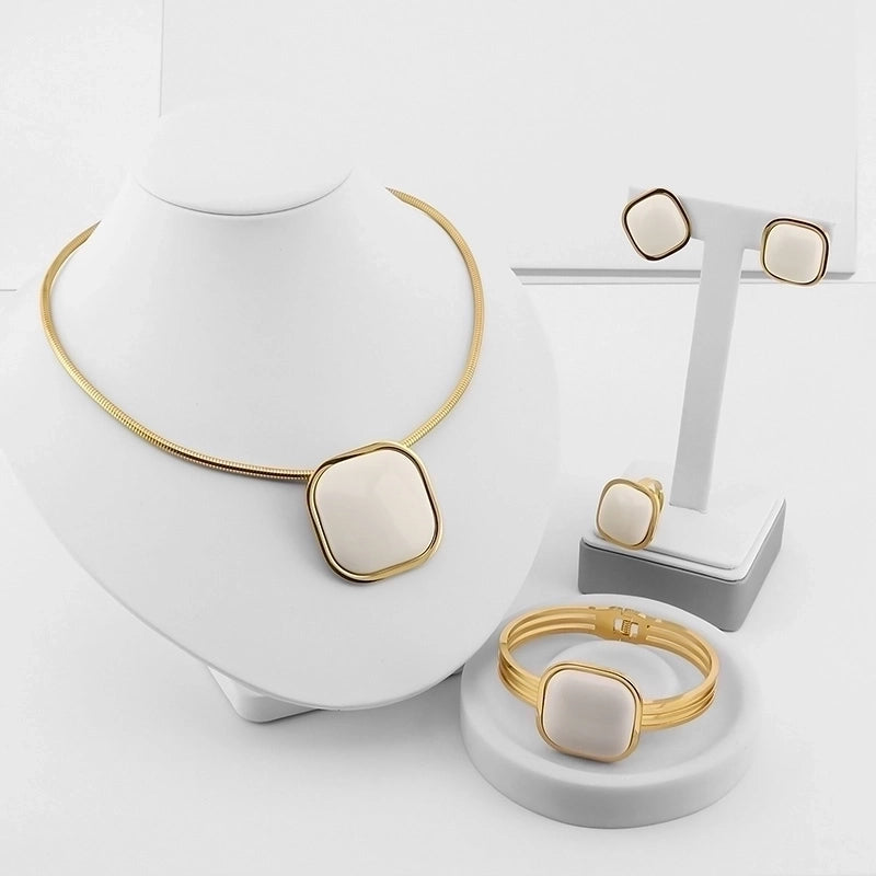 Minimalist Square 304 Stainless Steel 18K Gold Plated Jewelry Set