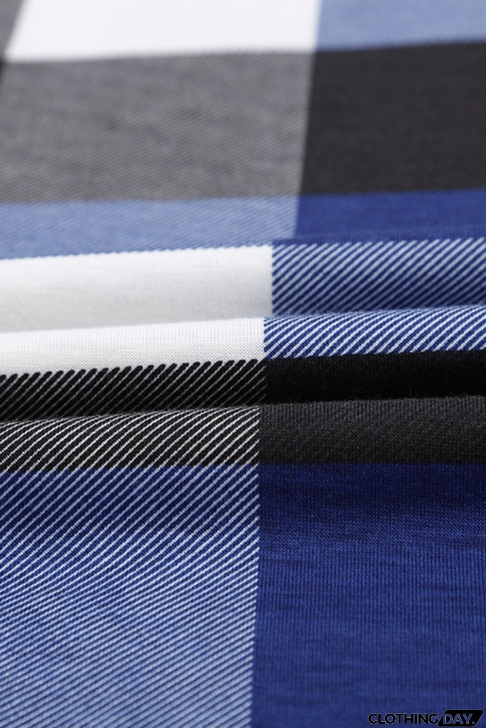 Contrast Plaid V Neck Long Sleeve Top