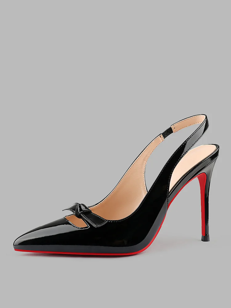 100mm Women Slingback Pumps Retractable belt  Stiletto Cute Hollow Decoration  Pointed Toe Dress Red Bottoms Shoes