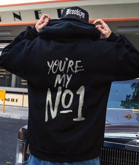 YOU'RE MY NO.1 Letter Print Casual Hoodie - Krazyskull