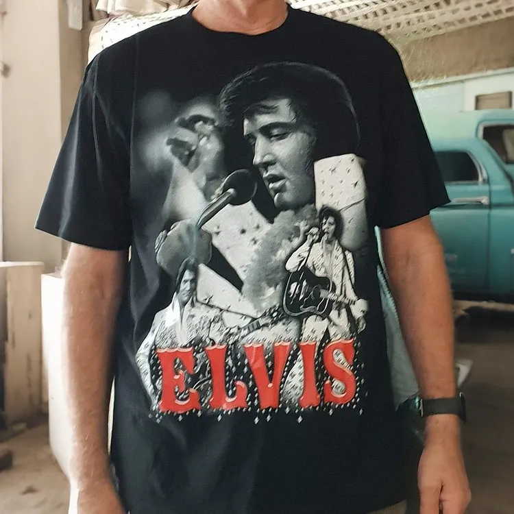 Elvis Presley Multi-Stage Collage Printed Men's T-shirt