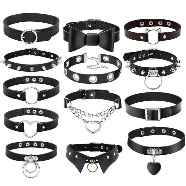 Punk style PU Leather Choker Necklaces Gothic Punk Chokers for Women Choker Collar Spike Necklaces Gift - Shop Trendy Women's Fashion | TeeYours