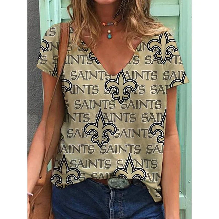 New Orleans Saints Lightweight Short Sleeve V-Neck T-Shirt